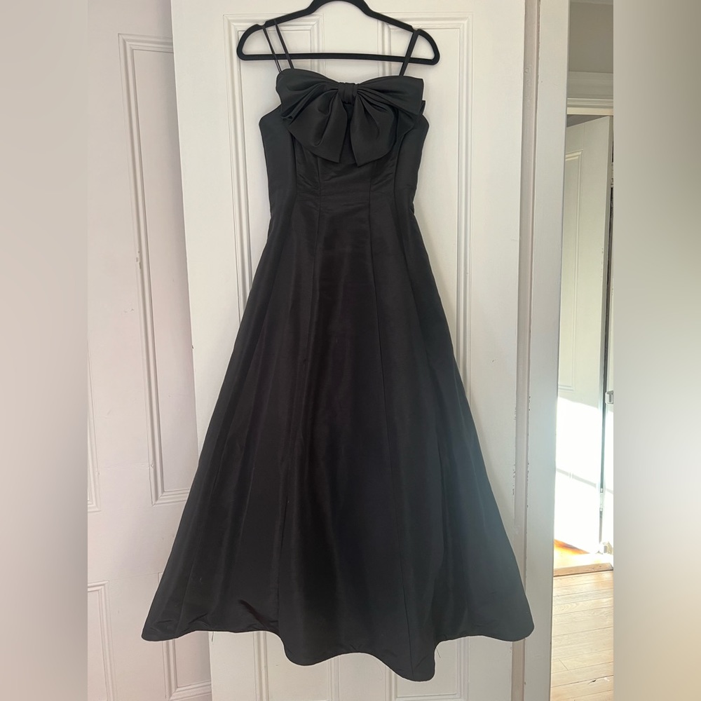 Mac Duggal Black Cocktail Bow Strapless Ballgown